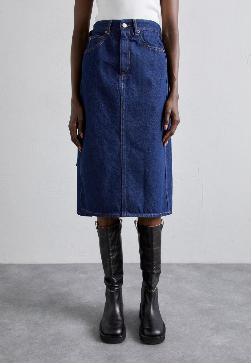 MM6 Maison Margiela MIDI SKIRT - Farmerszoknya - indigo