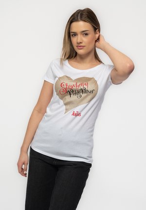 THE BEATLES STRAWBERRY FIELDS GLITTER - Print T-shirt - white