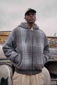 BORG CHECK HOODIE UNISEX - Giacca in similpelle - grey