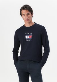 Tommy Hilfiger LINEAR FLAG GRAPHIC TEE - Langarmshirt - desert sky