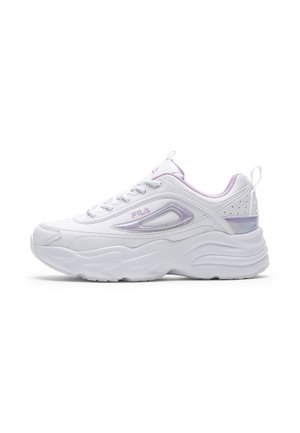 Sneaker chunky FILA bianco e lilla chiaro con suola spessa, chiusura con lacci davanti e linguette sulla linguetta e sul tallone per una facile calzata.