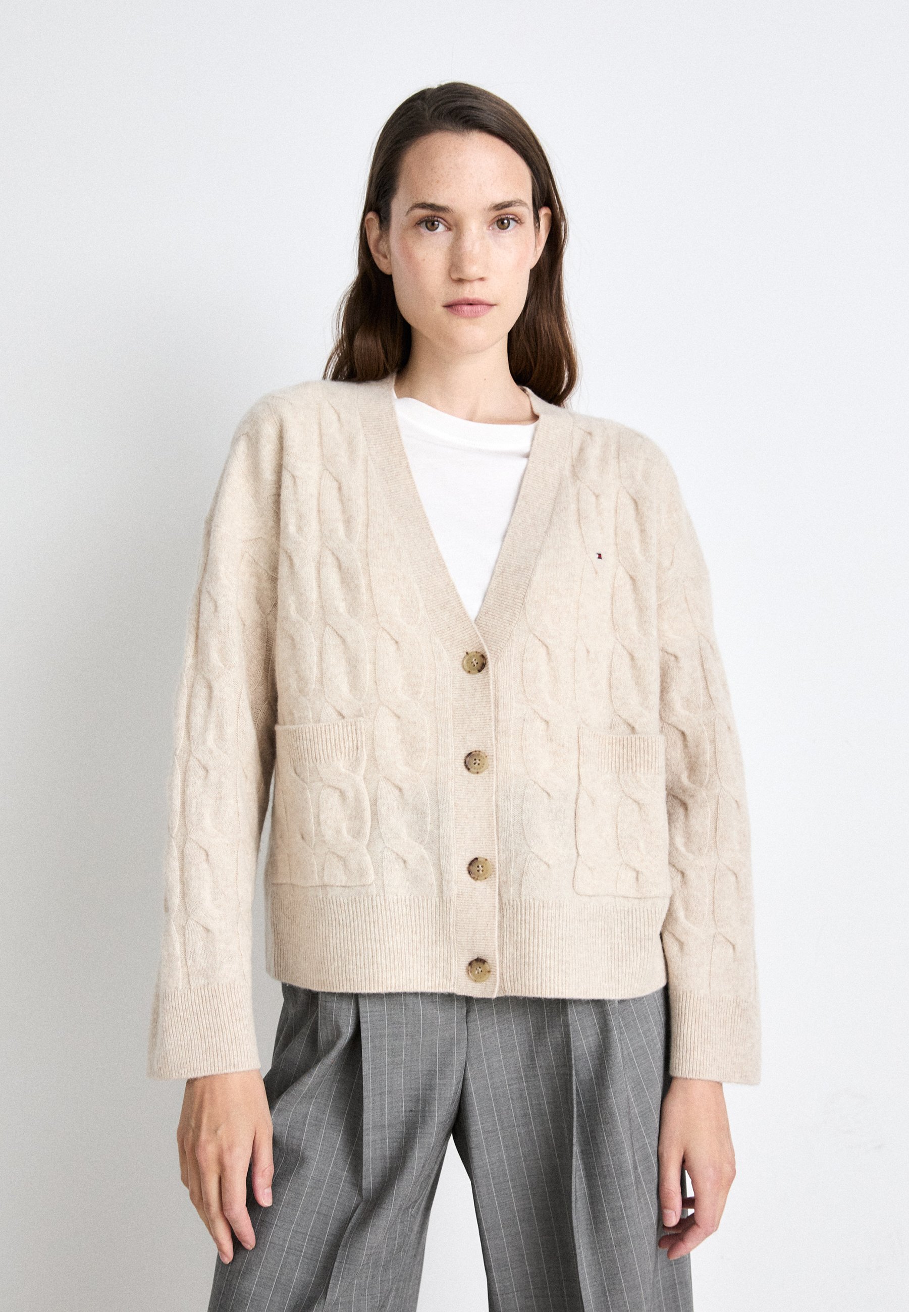 Tommy Hilfiger SOFT CABLE CARDI - Gilet - classic beige heather 