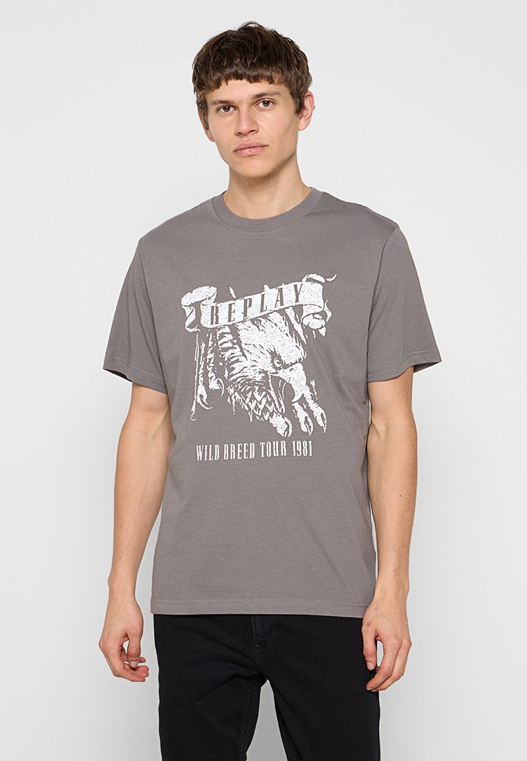 Replay T-shirt print grijs
