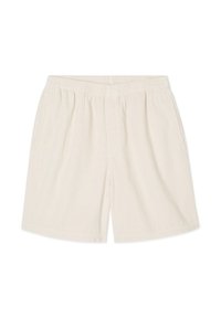 Kratke hlače iz smetanasto bež korduroja z elastičnim pasom in stranskimi žepi, sproščen in udoben kroj.