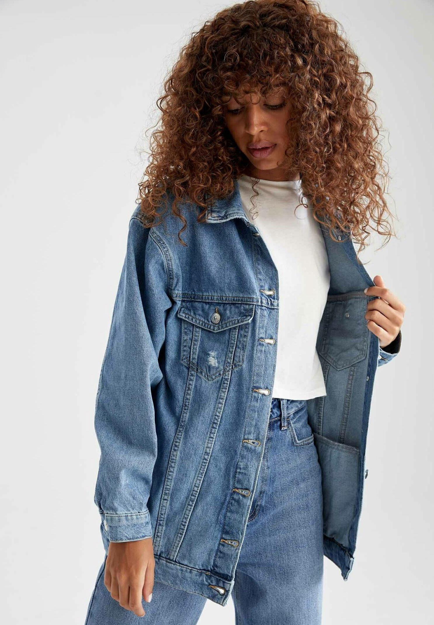 DeFacto LOOSE FIT - Denim jacket - blue 