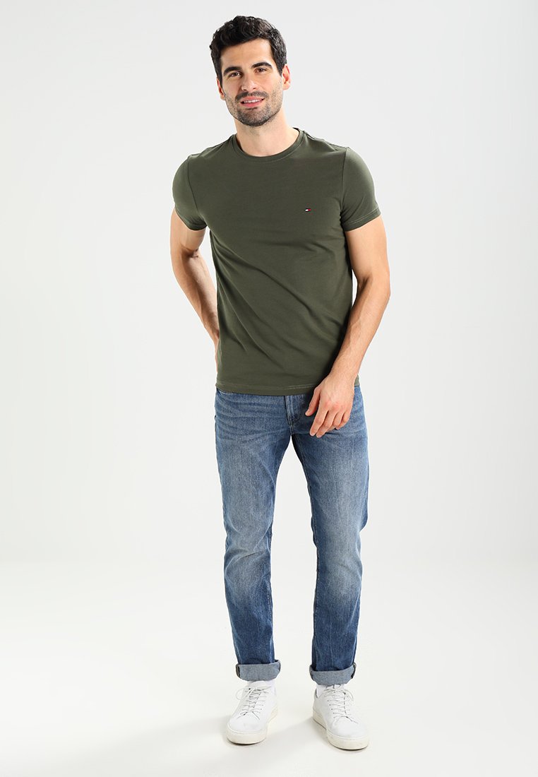 Tommy Hilfiger STRETCH SLIM FIT TEE - T-shirt basic - green/blu - Zalando.it