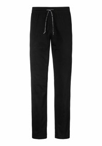 Schwarze Jogginghosen aus weichem Material, mit einem elastischen Bund und verstellbarem Kordelzug sowie geradem Bein.