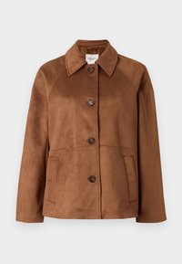 BUTTON THROUGH MID LENGTH JACKET - Imitert skinnjakke - tan