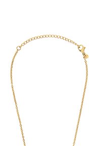 Gouden ketting met een fijne schakelontwerp en een karabijnsluiting. Glad textuur en glanzende afwerking met verstelbare lengte.