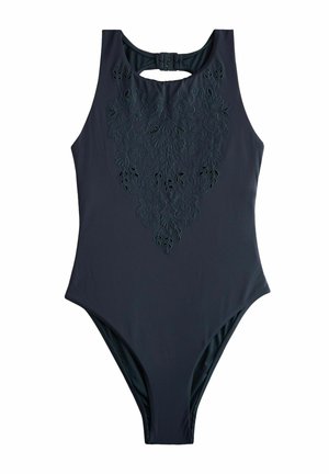 HIGH NECK TUMMY CONTROL - Costume da bagno - navy blue broderie cutwork
