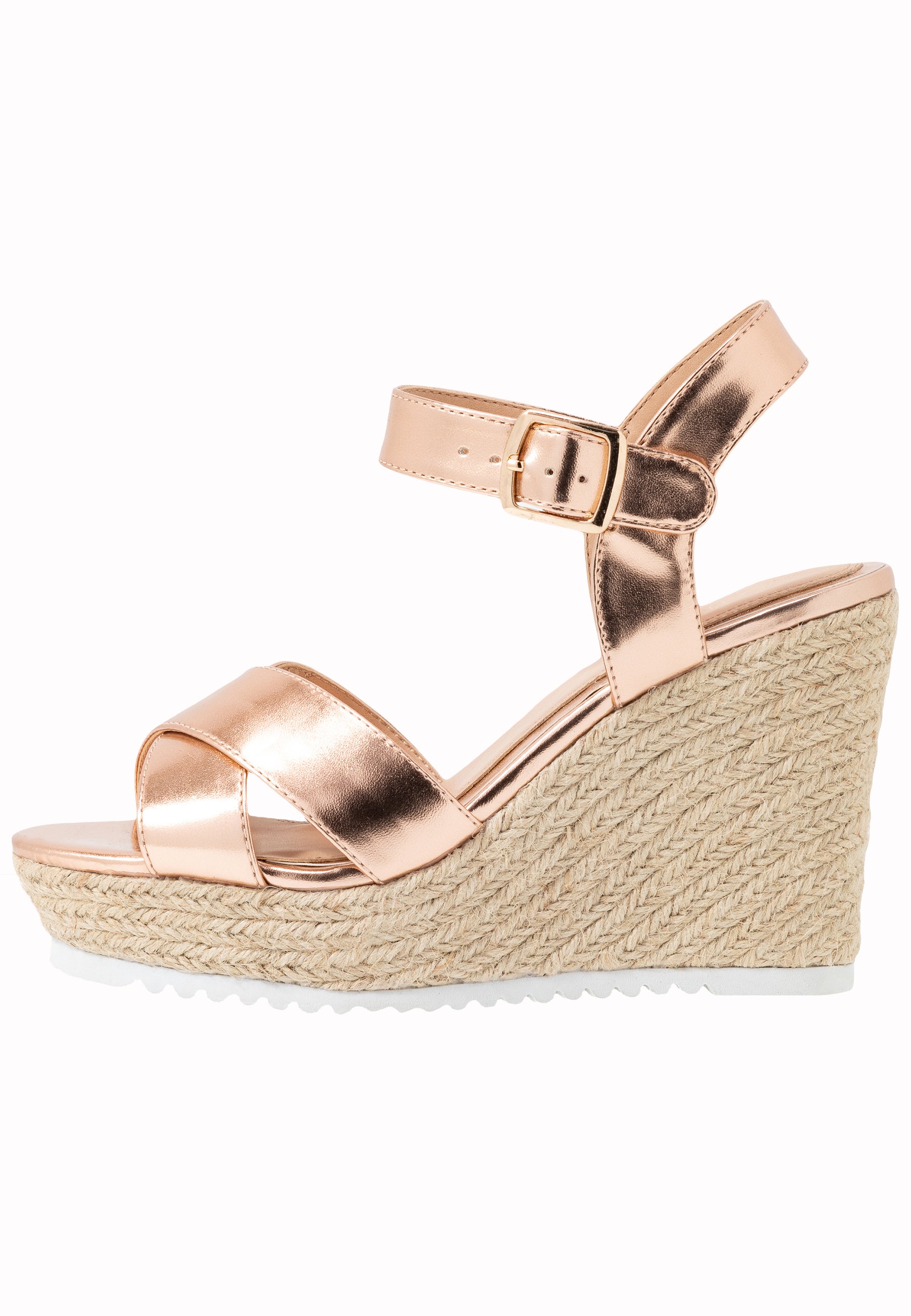 keilabsatz sandalen rosegold