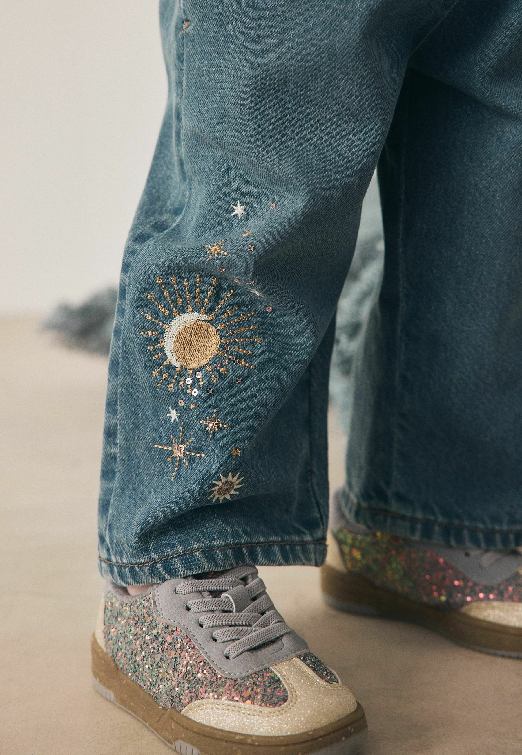 Jean Pour Fille NEXT Avec Broderie Et Nœud - Tendance Détente - Coupe Confortable - Lavage Machine