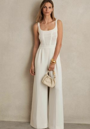 Reiss CARLA PERFORATED WIDE-LEG - Overall / Jumpsuit - ivory
