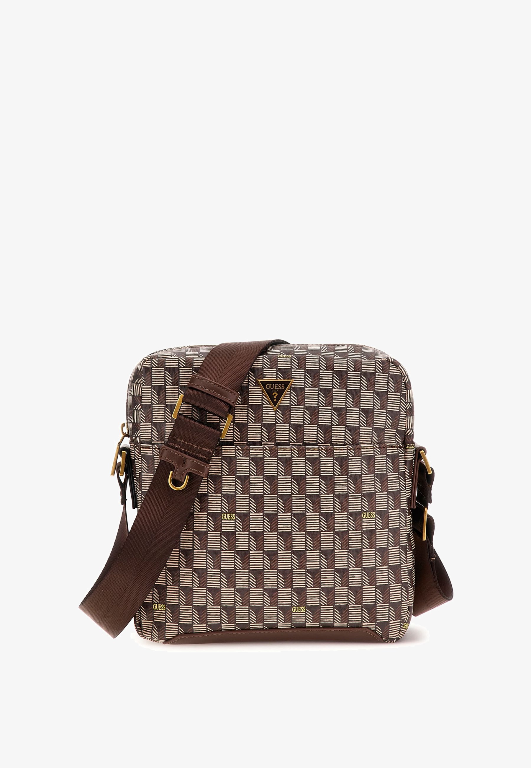 Guess TORINO TOP ZIP FLAT Cross body bag brown