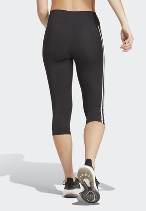 ESSENTIALS 3-STRIPES HIGH-WAISTED - 3/4 sports trousers - black