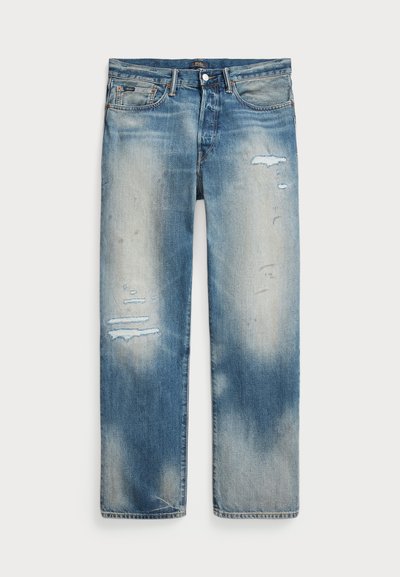 Svijetloplavi traper hlače s opuštenim krojem. Imajuci oštećene detalje kao što su pohabane mrlje i izbledele oblasti, sadrže klasičan dizajn sa pet džepova.