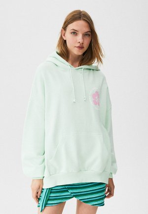 WITH HIBISCUS FLOWER PRINT - Mikina s kapucí - light green