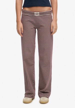 ATHLETIC ESSENTIALS STRIPE - Pantalon classique - port red/grey marl