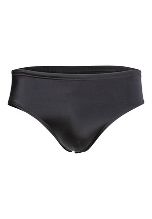 Czarny dół bikini wykonany z gładkiego, elastycznego materiału. Posiada średni stan i minimalistyczny krój. Prosty i elegancki.