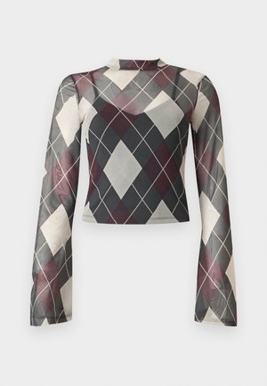 Noisy May, NMPERCY WIDE - Langærmet T-shirt - charcoal gray/red/white