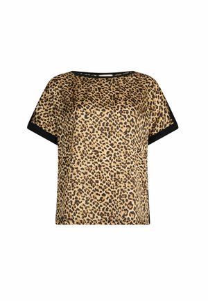 Halenka s krátkým rukávem s leopardím vzorem, volného střihu, s černým lemováním výstřihu a rukávů. Vyrobena z lehkého a hladkého materiálu.