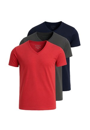SET OF 3  - T-shirt - bas - dark grey navy red