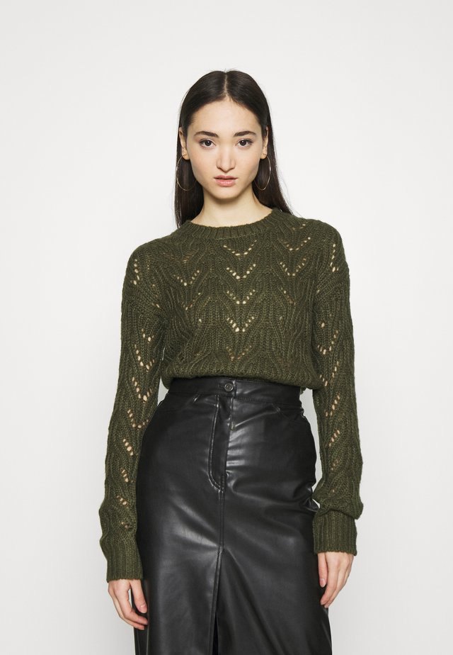 NATASHA JUMPER - Jersey de punto - olive night melange