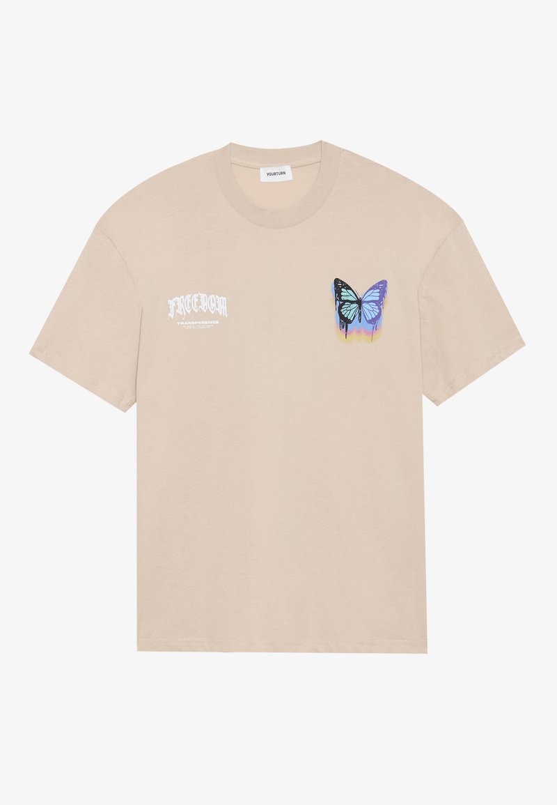 YOURTURN T-shirt print tan YOURTURN T-shirt print tan