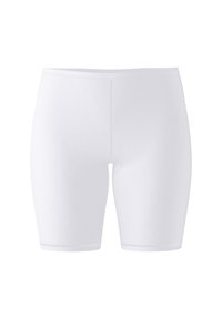 Witte katoenen fietsshorts met een aansluitend ontwerp, voorzien van een elastische tailleband en een zachte textuur, geschikt voor sportkleding.