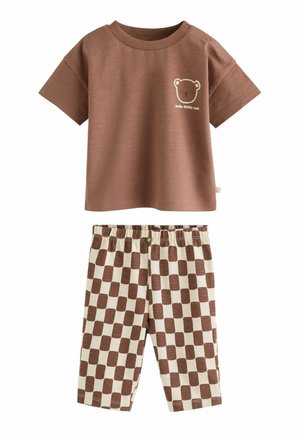 Next, REGULAR FIT - TOP AND LEGGINGS BABY SET - Leggings - Hosen - brown checkerboard bear