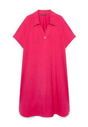 Fiorella Rubino, VESTITO CON COLLETTO POLO E BOTTONE GIOIELLO - T-shirt-kjole - fucsia