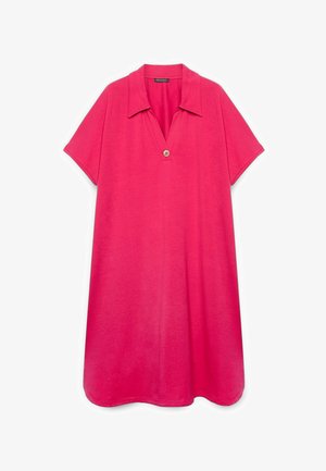 Fiorella Rubino, VESTITO CON COLLETTO POLO E BOTTONE GIOIELLO - T-shirtjurk - fucsia