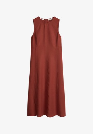 Marc O'Polo, DRESS MEDIUM LENGTH HIGH ROUND NECK PARTITION SEAMS TOPSTITCHING DETAILS - Freizeitkleid - tall poppy