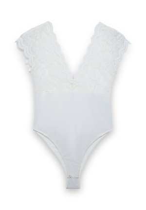 CON SCOLLO V - T-shirt con stampa - bianco lana