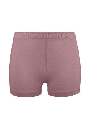 Zachte mauve-kleurige naadloze dames boxershorts met een elastische tailleband en zichtbare stiksels in het midden en bij de beenopeningen.