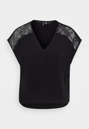 Vero Moda Petite, VMRUSK V NECK - T-shirt print - black