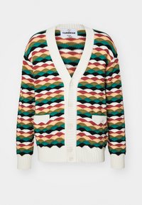 BUTTONED CARDIGAN - Cardigan - white/orange
