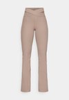 ZENVY RIB - Leggings - mink brown/black/white