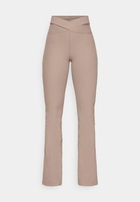 ZENVY RIB - Leggings - mink brown/black/white