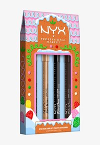 NYX Epic Wear Liner Set, bestehend aus drei Liner-Sticks in Gold, Schwarz und Blau, verpackt in einer bunten Lebkuchen-Design-Box.