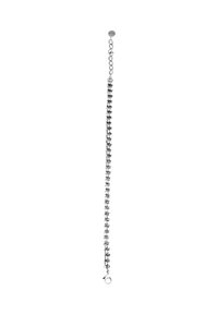 Bracciale in argento con accenti rotondi e a forma di stella collegati, dotato di chiusura a moschettone e una finitura liscia. Lunghezza: 18 cm.