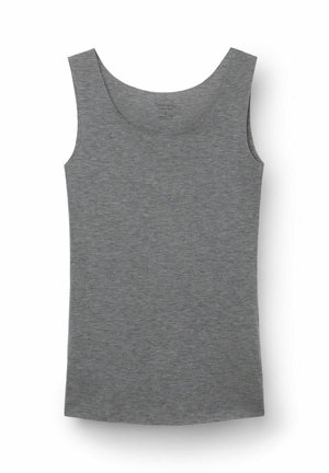 Grijze katoenen tanktop met brede schouderbanden, ronde halslijn en een zachte textuur, met een slank, recht gesneden ontwerp.