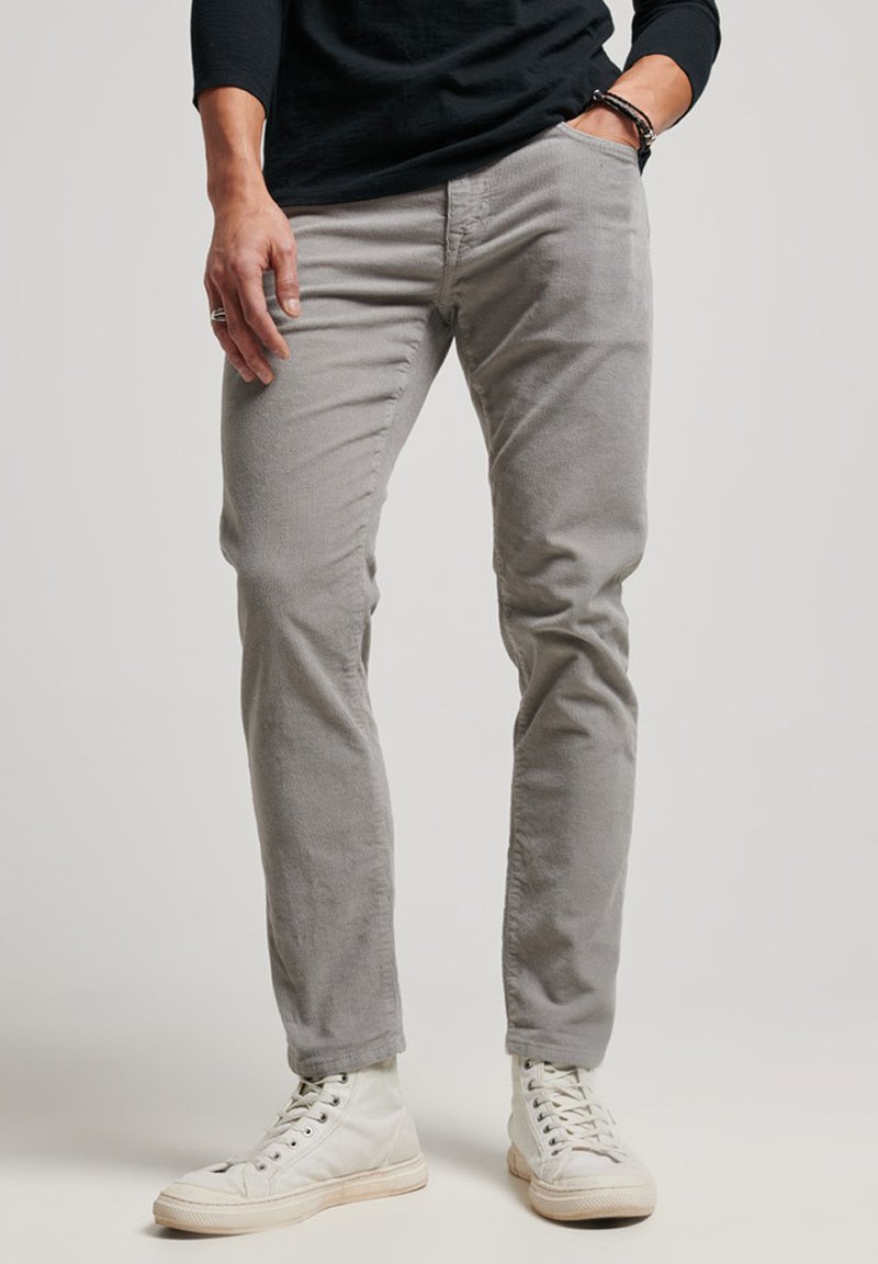 Superdry SLIM CORD Straight leg jeans dark grey/donkergrijs