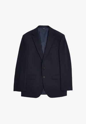 Marineblazer met een notch-kraag, twee frontzakken, dubbel-knopen sluiting en een gladde binnenvoering. Gemaakt van een lichtgewicht stof.