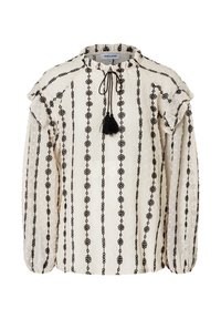 MIT STICKEREI - Blouse - creme schwarz