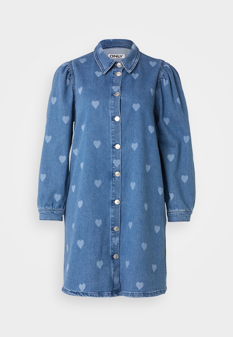 ONLY Petite ONLALMA HEART DRESS - Denim dress - medium blue denim/blue denim  - Zalando