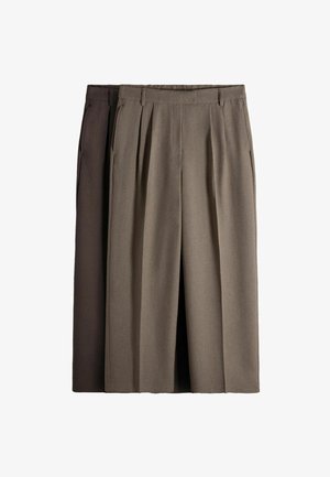 THE SET, REGULAR FIT - 2 PACK FORMAL WIDE LEG TROUSERS - Housut - chocolate brown taupe