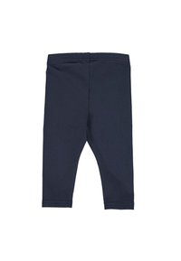 Leggings blu navy realizzati in tessuto morbido, design aderente, lunghezza alla caviglia, con una cintura liscia e senza motivi o dettagli visibili.