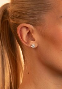 Bländande silverstiftörhängen formade som en snöflinga, med flera klara ädelstenar med en facetterad yta för ökad glans.