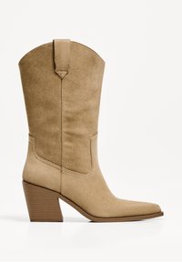 Bershka HIGH-HEEL - Cowboy-/Bikerlaarzen - beige